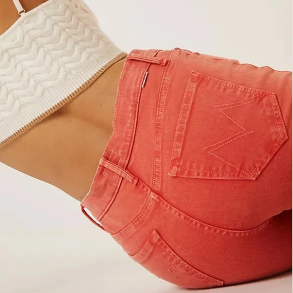 Mother The Swooner Rascal 33 / XL Red Ankle Fray Hem Come Out & Play High Rise - Picture 6 of 7